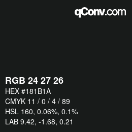 Código de color: RGB 24 27 26 | qconv.com
