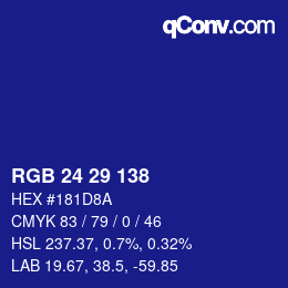 Color code: RGB 24 29 138 | qconv.com