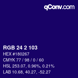 Color code: RGB 24 2 103 | qconv.com
