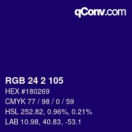 Color code: RGB 24 2 105 | qconv.com