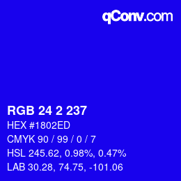 Color code: RGB 24 2 237 | qconv.com