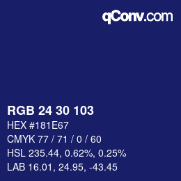 Color code: RGB 24 30 103 | qconv.com