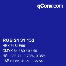 Color code: RGB 24 31 153 | qconv.com