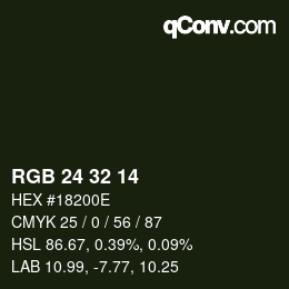 Color code: RGB 24 32 14 | qconv.com
