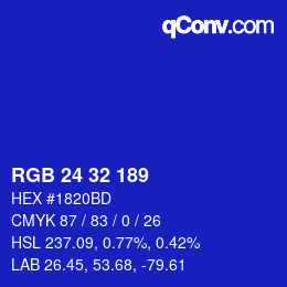 Color code: RGB 24 32 189 | qconv.com