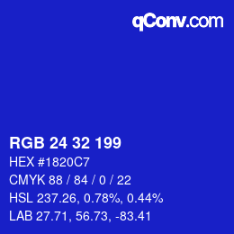 Color code: RGB 24 32 199 | qconv.com