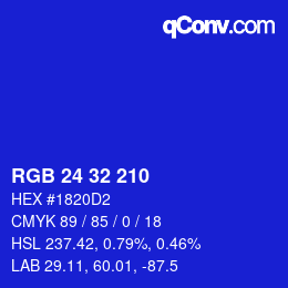 Color code: RGB 24 32 210 | qconv.com