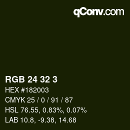 カラーコード: RGB 24 32 3 | qconv.com