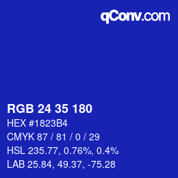 颜色代码: RGB 24 35 180 | qconv.com