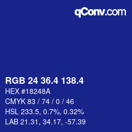 カラーコード: RGB 24 36.4 138.4 | qconv.com