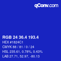 カラーコード: RGB 24 36.4 193.4 | qconv.com