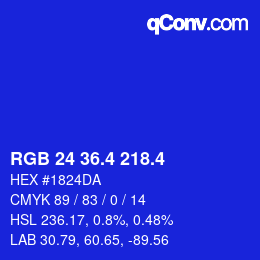 カラーコード: RGB 24 36.4 218.4 | qconv.com