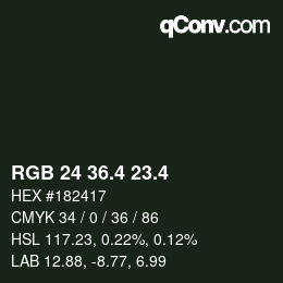 カラーコード: RGB 24 36.4 23.4 | qconv.com