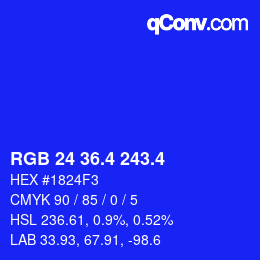 カラーコード: RGB 24 36.4 243.4 | qconv.com
