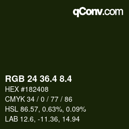 カラーコード: RGB 24 36.4 8.4 | qconv.com