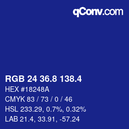 カラーコード: RGB 24 36.8 138.4 | qconv.com