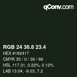 カラーコード: RGB 24 36.8 23.4 | qconv.com