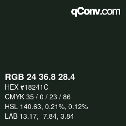 カラーコード: RGB 24 36.8 28.4 | qconv.com