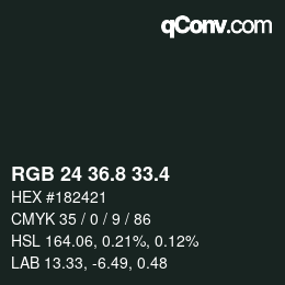 カラーコード: RGB 24 36.8 33.4 | qconv.com