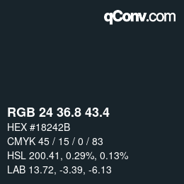 カラーコード: RGB 24 36.8 43.4 | qconv.com