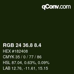 カラーコード: RGB 24 36.8 8.4 | qconv.com