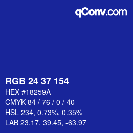 Color code: RGB 24 37 154 | qconv.com