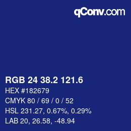 カラーコード: RGB 24 38.2 121.6 | qconv.com