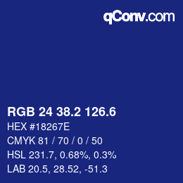 カラーコード: RGB 24 38.2 126.6 | qconv.com