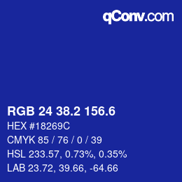 カラーコード: RGB 24 38.2 156.6 | qconv.com