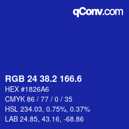 カラーコード: RGB 24 38.2 166.6 | qconv.com
