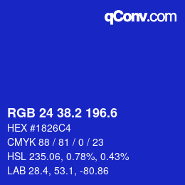 カラーコード: RGB 24 38.2 196.6 | qconv.com