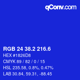 カラーコード: RGB 24 38.2 216.6 | qconv.com