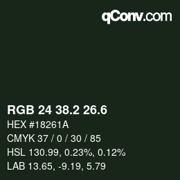 カラーコード: RGB 24 38.2 26.6 | qconv.com