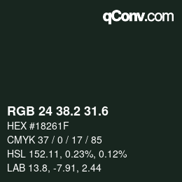 カラーコード: RGB 24 38.2 31.6 | qconv.com