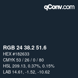 カラーコード: RGB 24 38.2 51.6 | qconv.com