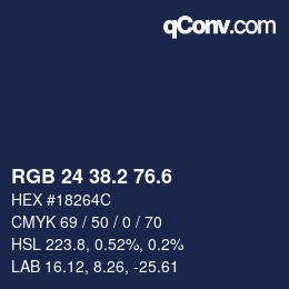 カラーコード: RGB 24 38.2 76.6 | qconv.com