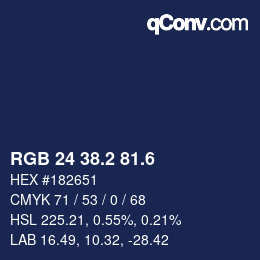 カラーコード: RGB 24 38.2 81.6 | qconv.com