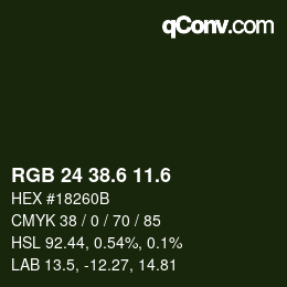 カラーコード: RGB 24 38.6 11.6 | qconv.com