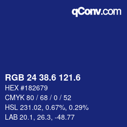 カラーコード: RGB 24 38.6 121.6 | qconv.com