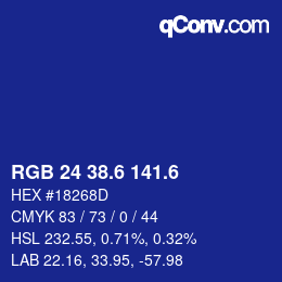 カラーコード: RGB 24 38.6 141.6 | qconv.com