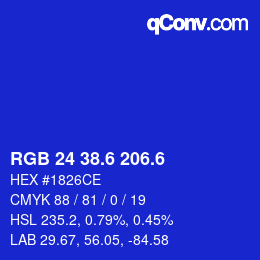 カラーコード: RGB 24 38.6 206.6 | qconv.com