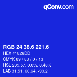 カラーコード: RGB 24 38.6 221.6 | qconv.com