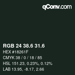 カラーコード: RGB 24 38.6 31.6 | qconv.com
