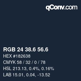 カラーコード: RGB 24 38.6 56.6 | qconv.com