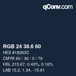 カラーコード: RGB 24 38.6 60 | qconv.com