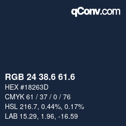 カラーコード: RGB 24 38.6 61.6 | qconv.com