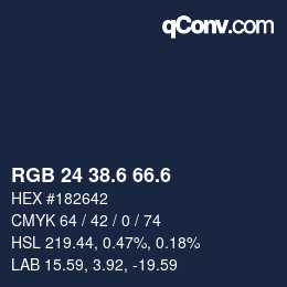 カラーコード: RGB 24 38.6 66.6 | qconv.com