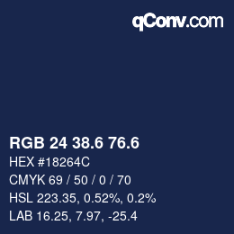 カラーコード: RGB 24 38.6 76.6 | qconv.com