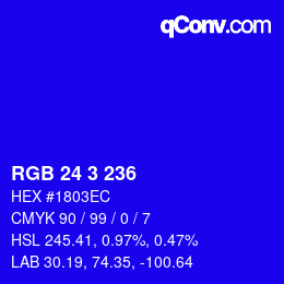Color code: RGB 24 3 236 | qconv.com