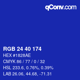 Color code: RGB 24 40 174 | qconv.com